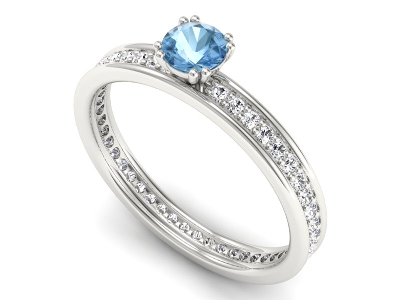 Pierścionek z topazem i brylantami białe złoto - p16517btp - 3