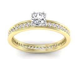 Pierścionek z diamentami żółte i białe złoto 585 - p16517zb