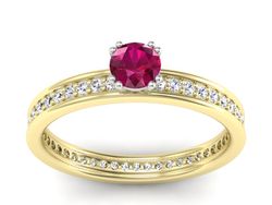 Pierścionek z rubinem i diamentami złoto 585 - p16517zbr