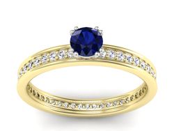 Złoty Pierścionek z szafirem i brylantami - p16517zbsz