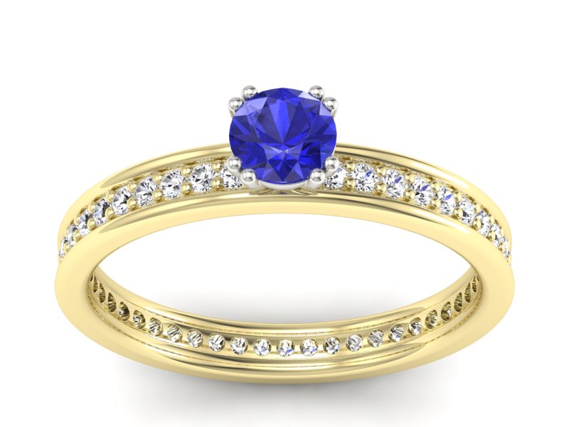 Pierścionek z szafirem i diamentami złoto 585 - p16517zbszc - 1