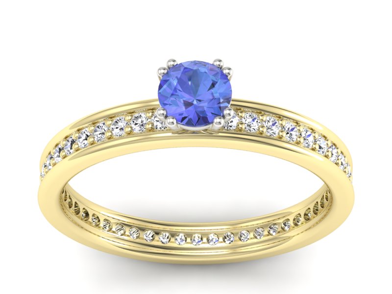 Złoty Pierścionek z tanzanitem i brylantami - p16517zbt - 1