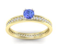 Złoty pierścionek z tanzanitem i brylantami - p16517zbt
