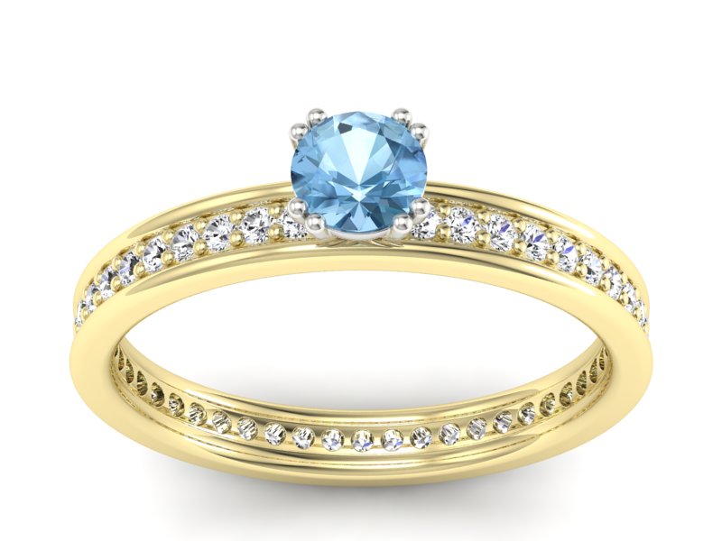 Złoty pierścionek z topazem i brylantami - p16517zbtp - 1