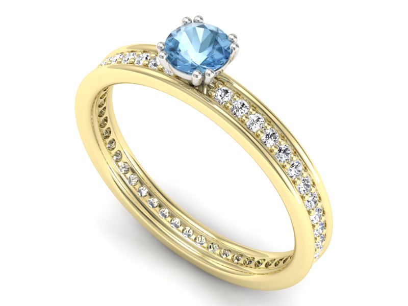 Złoty pierścionek z topazem i brylantami - p16517zbtp - 3