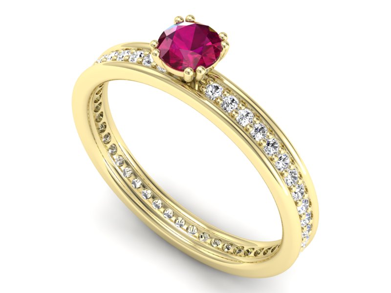 Pierścionek z rubinem i brylantami złoto 585 - p16517zr - 3