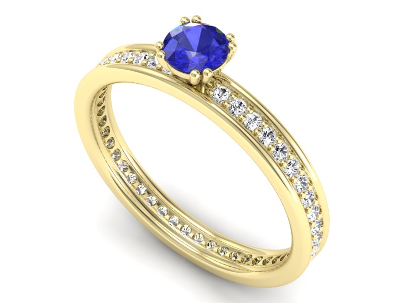 Złoty Pierścionek z szafirem i brylantami - p16517zszc - 3