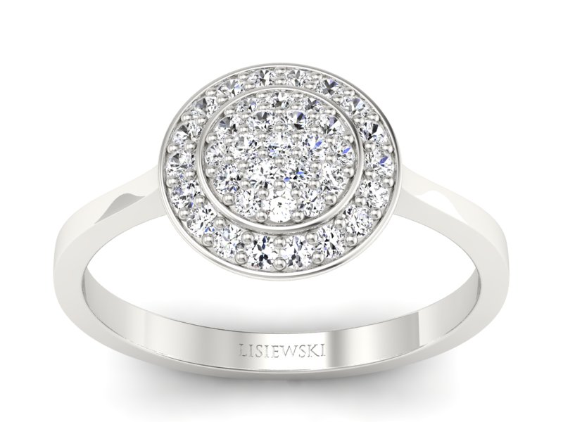 Złoty Pierścionek z brylantami białe złoto 585 - p16521b - 1