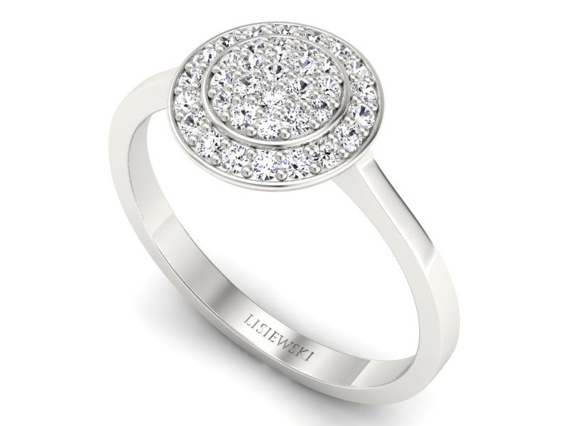 Złoty Pierścionek z brylantami białe złoto 585 - p16521b