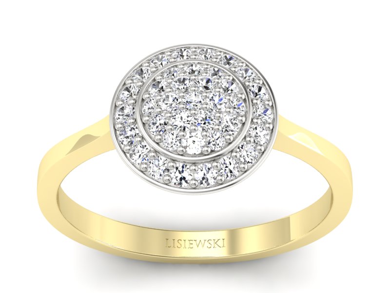 Złoty Pierścionek z brylantami żółte białe złoto - p16521zb - 1