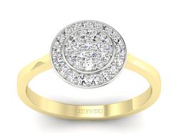 Złoty Pierścionek z brylantami żółte białe złoto - p16521zb