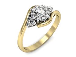 Pierścionek z diamentami żółte i białe złoto 585 - p16525zb