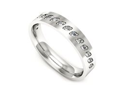 Pierscionek Obrączka z brylantami białe złoto 585 - p16529b
