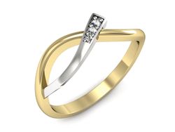 Pierścionek z diamentami żółte i białe złoto 585 - p16530zb
