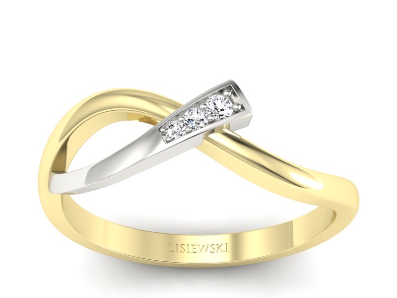 Pierścionek z diamentami żółte i białe złoto - p16530zb - 1