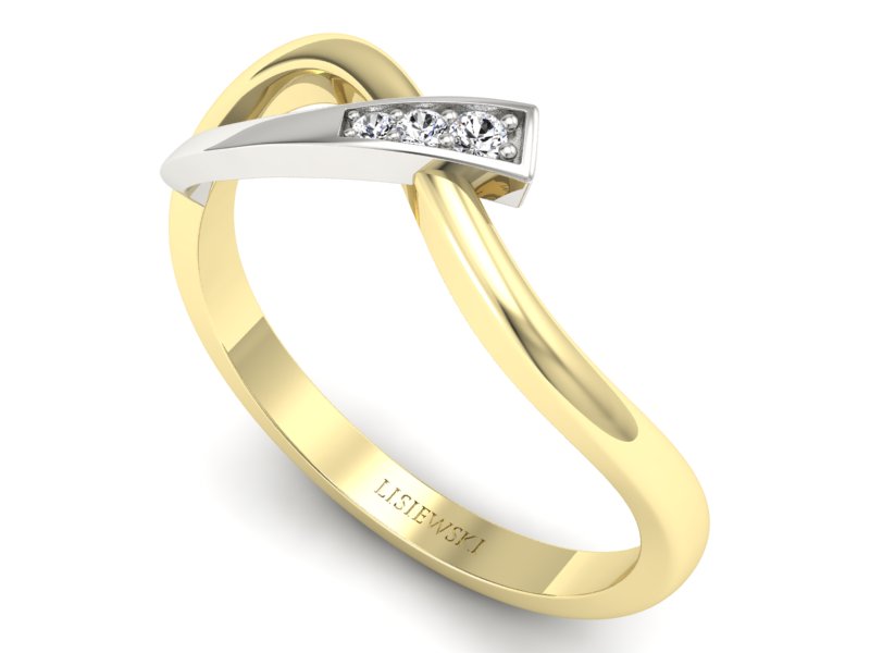 Pierścionek z diamentami żółte i białe złoto - p16530zb - 3