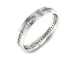 Pierscionek Obrączka z brylantami białe złoto 585 - p16532b