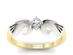 Pierścionek z diamentem żółte i białe złoto 585 - p16534zb