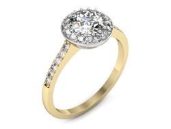Pierścionek z diamentami żółte i białe złoto 585 - p16536zb