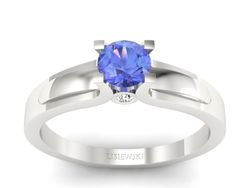 Pierścionek z tanzanitem białe złoto i brylantami - p16538bt