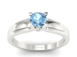 Pierścionek z topazem i brylantami białe złoto - p16538btp