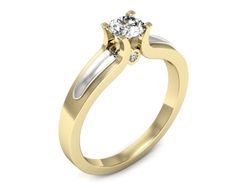 Pierścionek z diamentami żółte i białe złoto 585 - p16538zb
