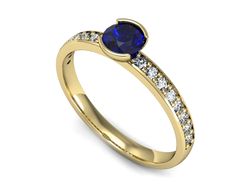 Złoty pierścionek z szafirem i diamentami - p16540zszc