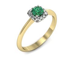 Złoty Pierścionek ze szmaragdem i diamentami - p16542zbsm