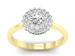Pierścionek z diamentami żółte i białe złoto 585 - p16546zb
