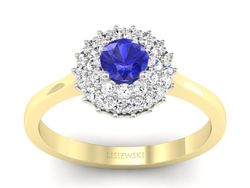 Pierścionek z szafirem i diamentami złoto 585 - p16546zbszc