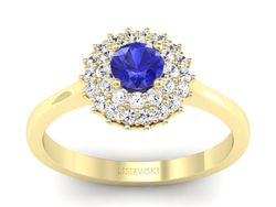 Złoty pierścionek z szafirem i diamentami - p16546zszc