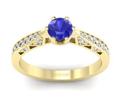 Złoty pierścionek z szafirem i diamentami - p16548zszc
