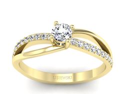 Złoty pierścionek z brylantami żółte złoto - p16549z