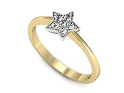 Pierścionek z diamentami żółte i białe złoto 585 - p16550zb