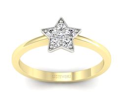 Pierścionek z diamentami żółte i białe złoto - p16550zb