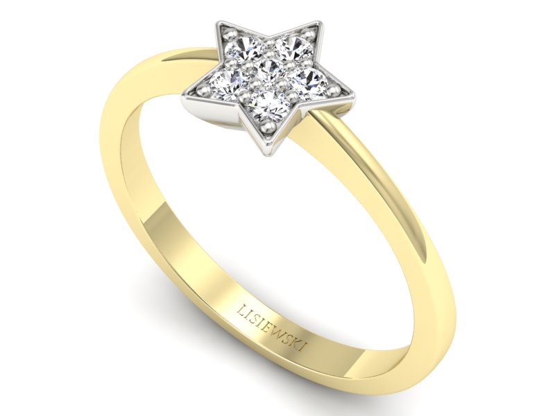Pierścionek z diamentami żółte i białe złoto - p16550zb - 3