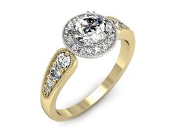 Pierścionek z diamentami żółte i białe złoto 585 - p16551zb