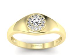 Złoty pierścionek z brylantami żółte złoto - p16552z