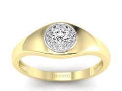 Pierścionek z diamentami żółte i białe złoto - p16552zb