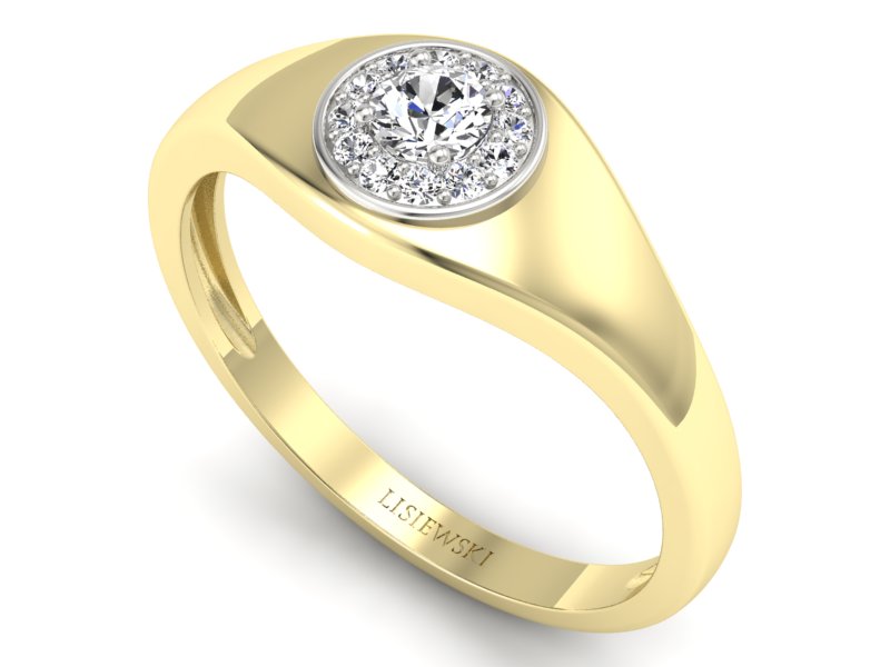 Pierścionek z diamentami żółte i białe złoto - p16552zb - 3