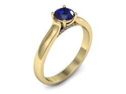 Złoty pierścionek z szafirem i diamentami - p16555zszc