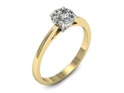 Pierścionek z diamentami żółte i białe złoto 585 - p16557zb