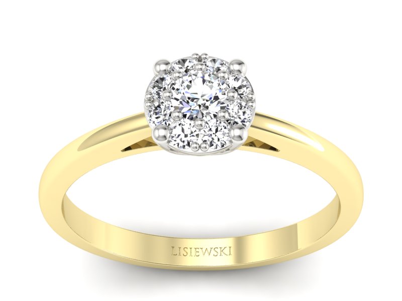 Pierścionek z diamentami żółte i białe złoto - p16557zb - 1
