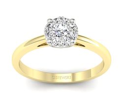 Pierścionek z diamentami żółte i białe złoto - p16557zb