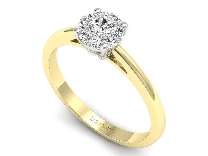 Pierścionek z diamentami żółte i białe złoto - p16557zb - 3