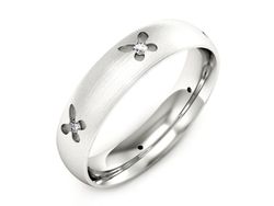 Pierscionek Obrączka z brylantami białe złoto - p16558bmp