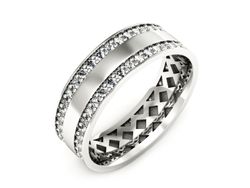 Pierscionek Obrączka z brylantami białe złoto 585 - p16559b