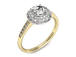 Pierścionek z diamentami żółte i białe złoto 585 - p16563zb