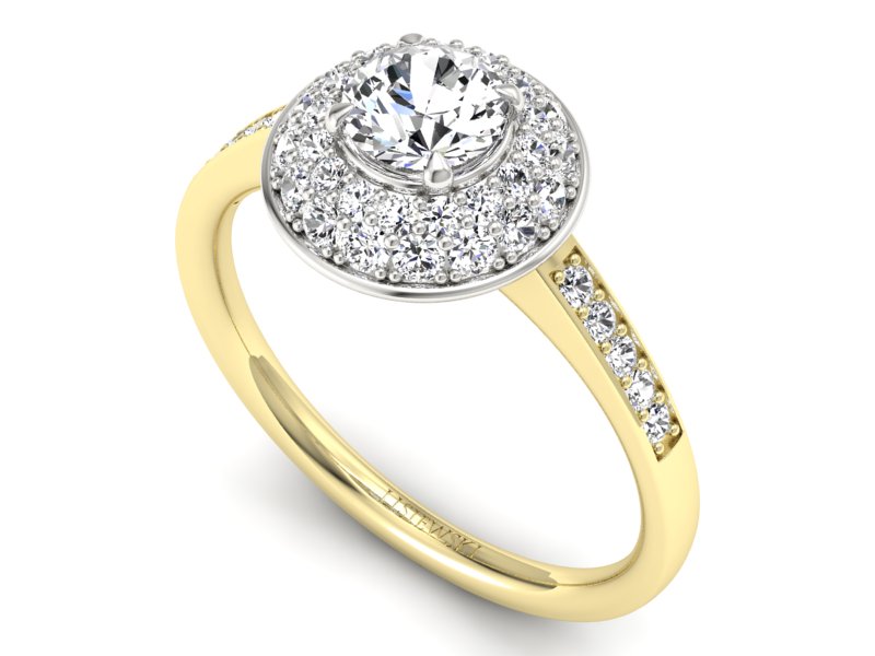Pierścionek z diamentami żółte i białe złoto - p16563zb - 3