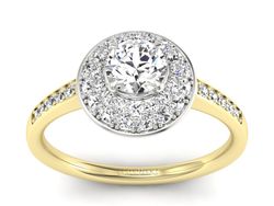 Pierścionek z diamentami żółte i białe złoto - p16563zb